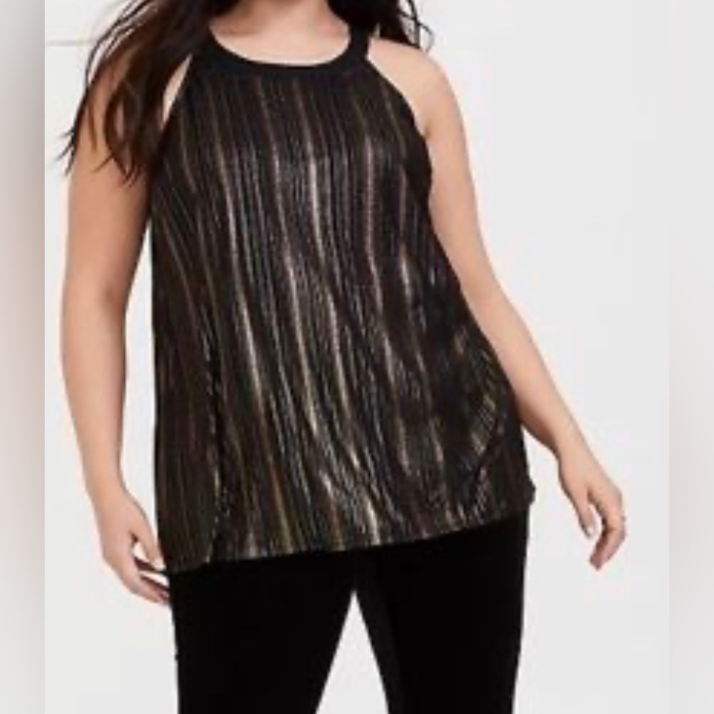 Torrid Black and Gold Striped Goddess Tunic - Size 1x